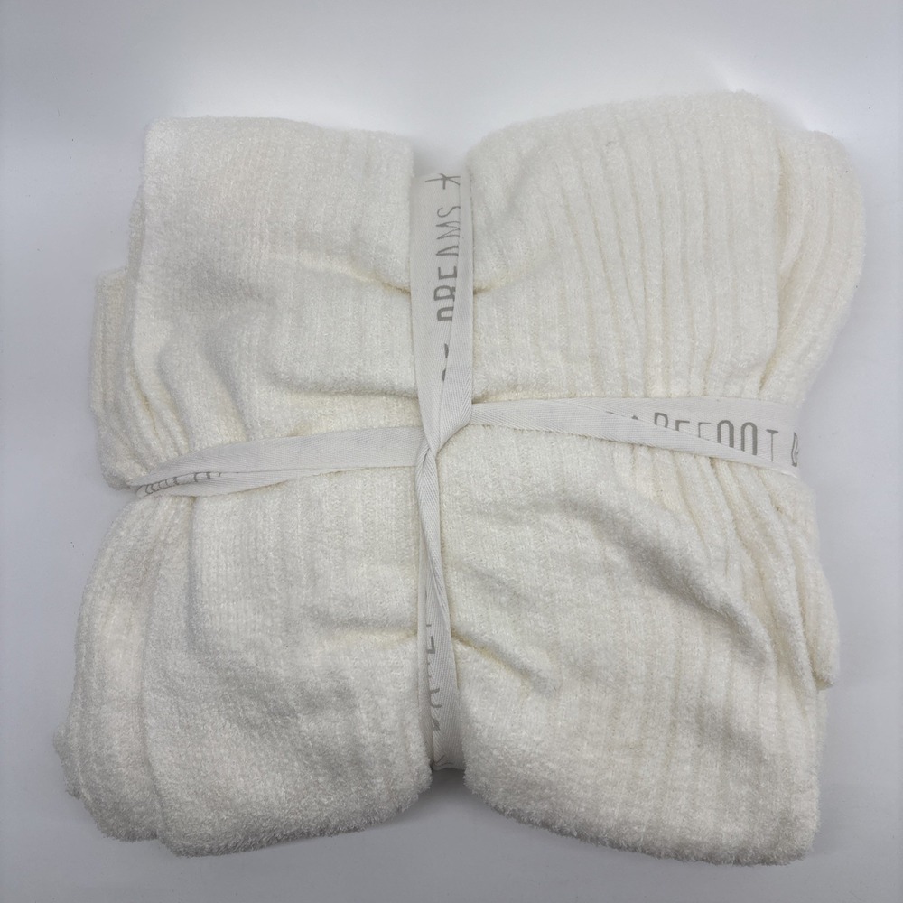 Barefoot Dreams CozyChic Lite Ribbed Throw 54"x72" Pearl White Cream New - Picture 4 of 5